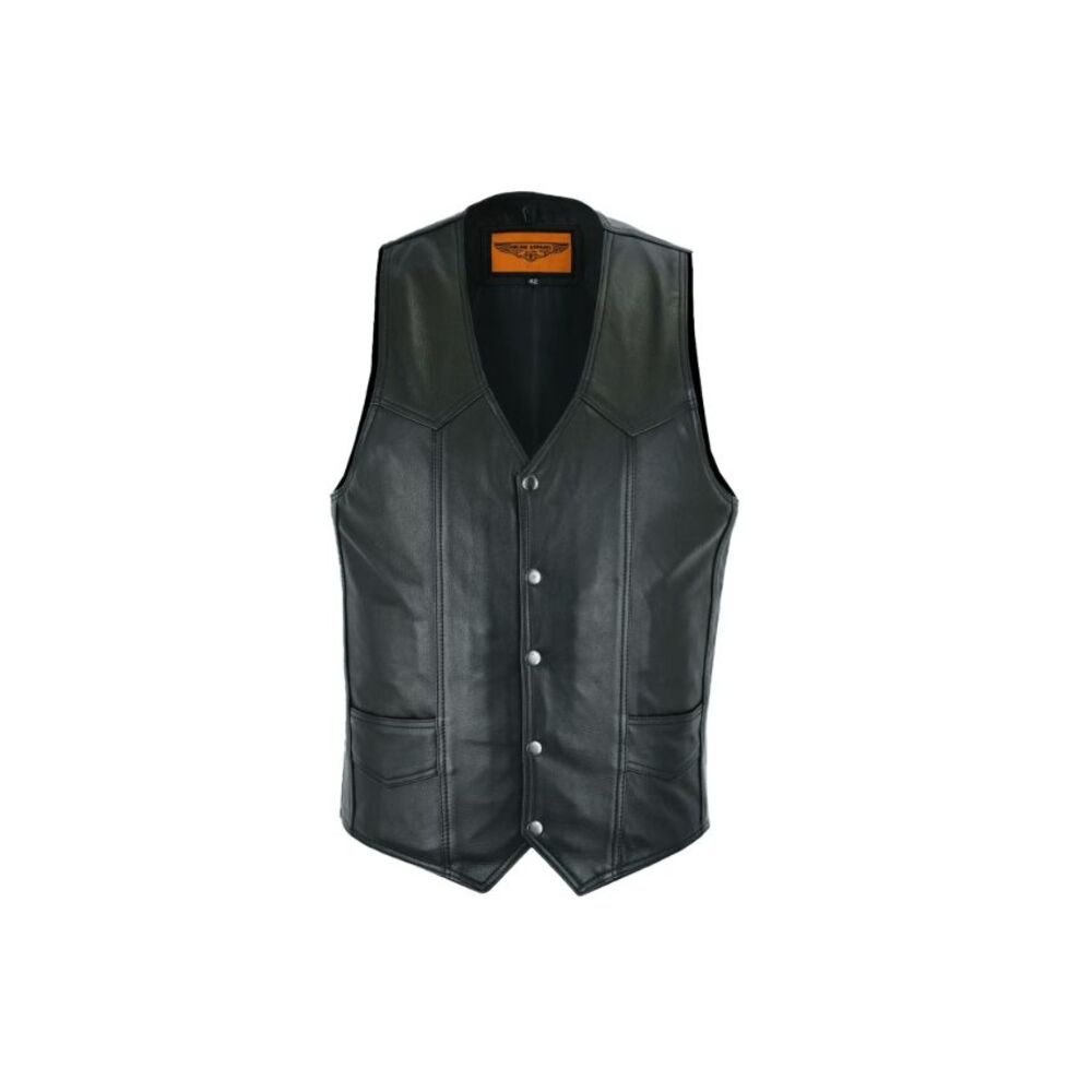 Dream Apparel Men's Button Front Leather Bikers Moto Vest  Size 50 NWOT